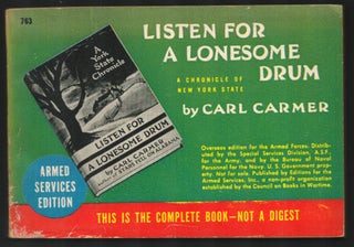 Item #35129 Listen for a Lonesome Drum. Carl Carmer
