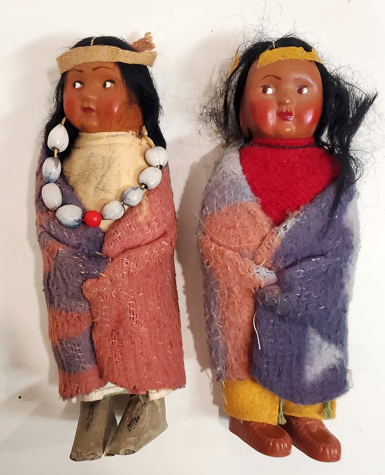 Item #35181 Two Vintage Papoose Skookum Dolls. Toys - Dolls.