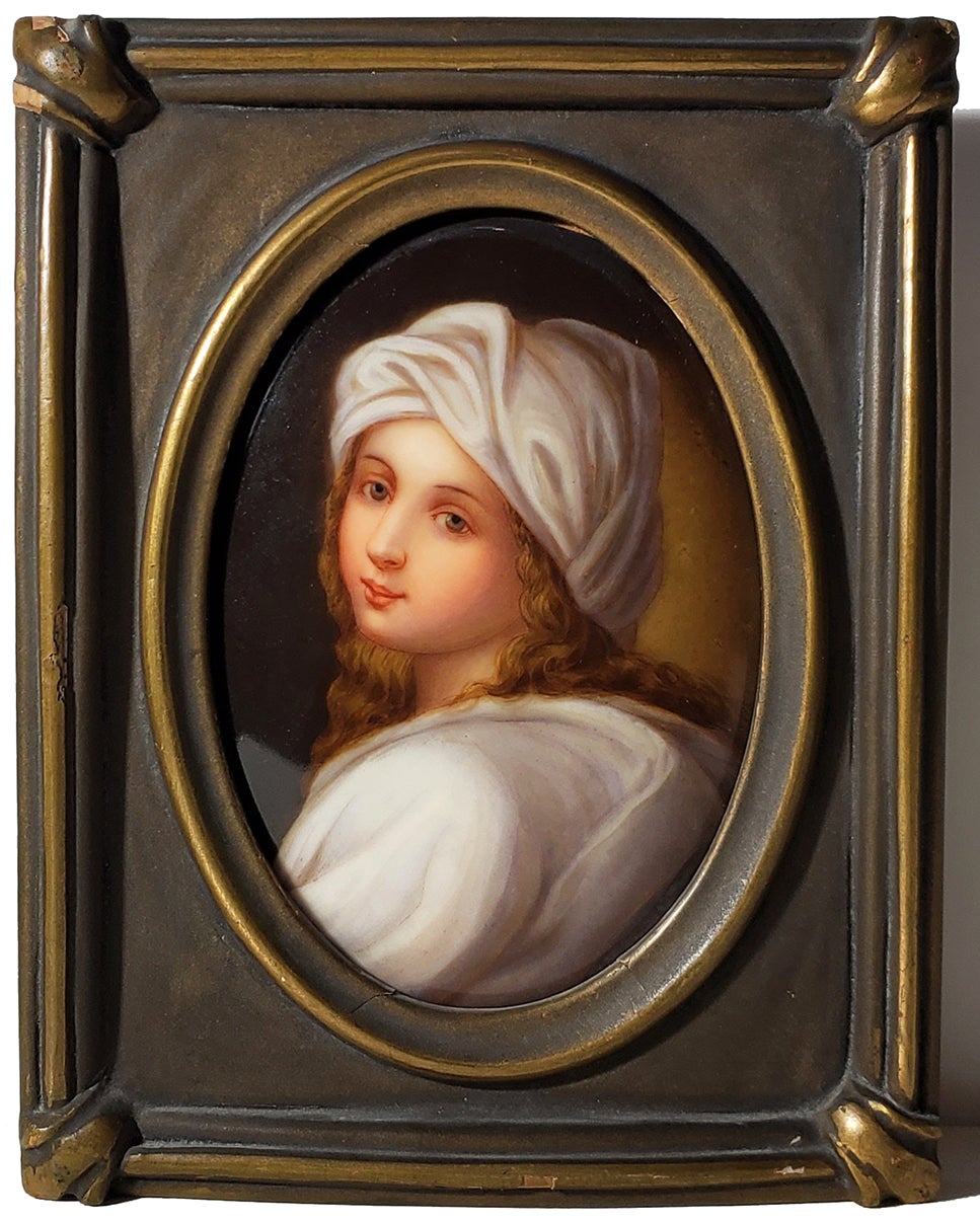 Beatrice Cenci Miniature Oil Painting on Porcelain by Italy Miniature Paintings on Parigi Books