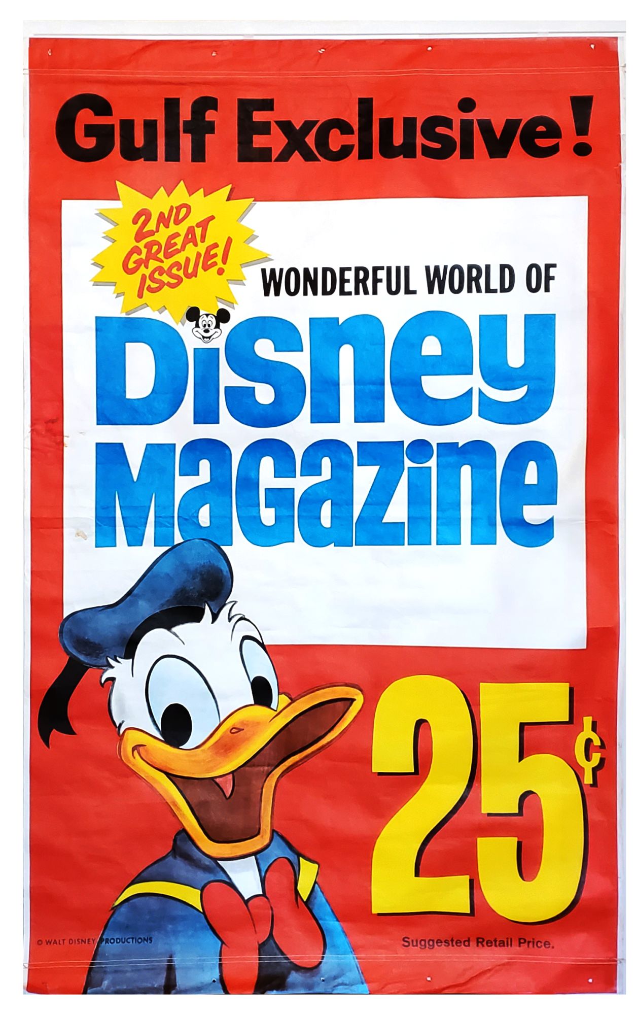 Donald Duck Gulf Oil Promo Tyvek Banner for Disney Magazine | Walt