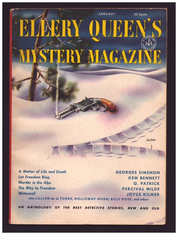 Item #35476 A Matter of Life and Death in Ellery Queen's Mystery Magazine January 1952. Georges Simenon.