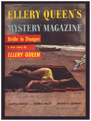 Item #35556 Shadow in the Night in Ellery Queen's Mystery Magazine August 1955. Agatha Christie