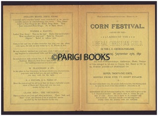Item #35645 Leaflet for the Corn Festival Held by the Ladies of the Liberal Christian Guild on...