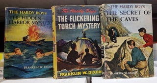 Lot of Twenty-Nine Hardy Boys Titles in Dustjacket. (The Missing Chums, Footprints Under the Window, A Figure in Hiding, The Shore Road Mystery, The Secret Warning, etc.).