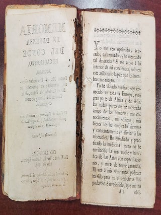 Memoria en defensa del Conde de Cagliostro, acusado, contra Mr. el Procurador General, acusador: en presencia de Mr. el Cardenal de Rohan, de la Condesa de la Mota, y de otros co-acusados. El Conde de Cagliostro no pretende mas que la tranquilidad, y la seguridad: la hospitalidad se las asegura. Traducida dal frances.