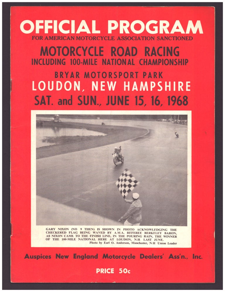 Item #35793 Official Program Motorcycle Road Racing, Bryar Motorsport Park, Loudon, New Hampshire, June 15, 16, 1968. New Hamsphire - Motorcycle Races.