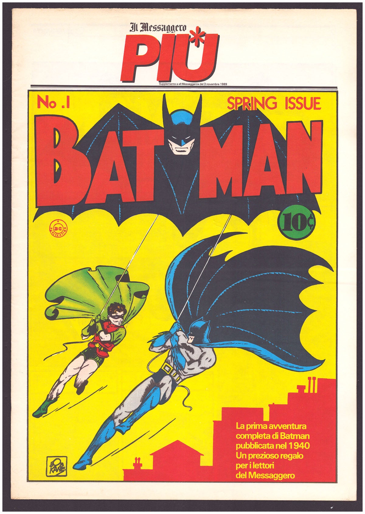 Kane, Bob; Finger, Bill - Batman #1 Italian Tabloid Format Edition