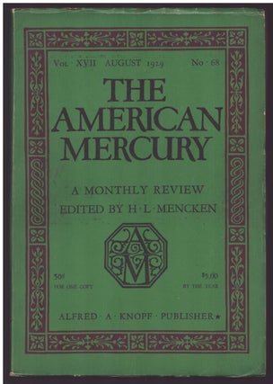 Item #36219 The American Mercury August 1929. H. L. Mencken, ed