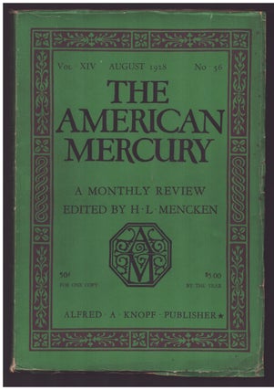 Item #36226 The American Mercury August 1928. H. L. Mencken, ed