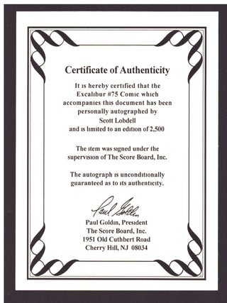Excalibur #75 Signed Limited Edition.