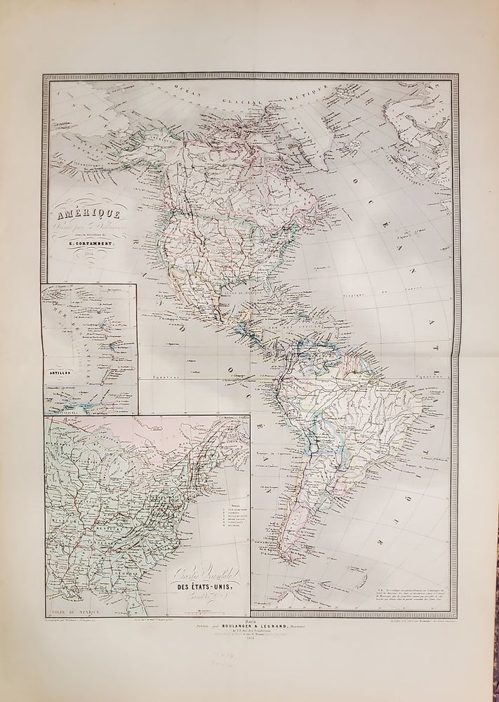 Mappemonde revue par E. Cortambert, 1864. Handcolored Atlas of the World by  E. Cortambert on Parigi Books