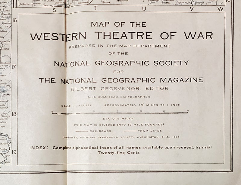 Original 1918 National Geographic Map of the Western Theatre of War ...