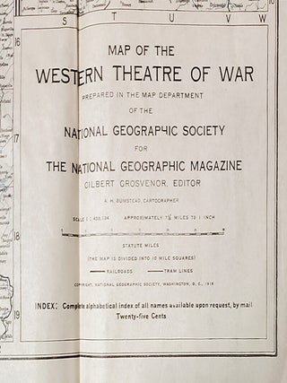 Original 1918 National Geographic Map of the Western Theatre of War.