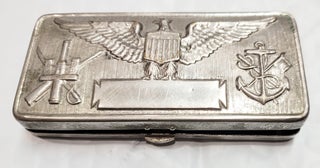 Item #36491 Vintage Small Tin Box with American Eagle. Tin Boxes