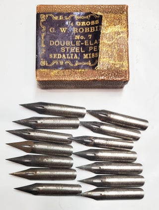 Item #36493 Vintage Set of 14 C. W. Robbins Double Elastic Steel Pens No. 7 in the Original Box....