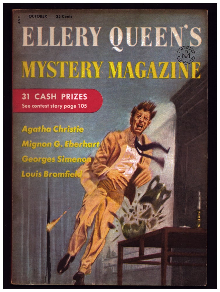 Item #36509 The Six China Figures in Ellery Queen's Mystery Magazine October 1955. Agatha Christie.