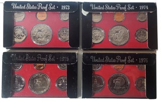 Item #36528 Group of Four United States Proof Sets + 2 U. S. Uncirculated Coin Sets. United...