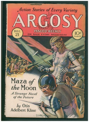 Item #37345 Maza of the Moon in Argosy December 21, 1929 to January 11, 1930. Otis Adelbert Kline
