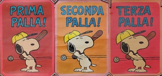 Item #37404 Set of Three Vintage Italian Peanuts Baseball Posters Featuring Snoopy. Charles M....