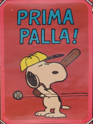 Set of Three Vintage Italian Peanuts Baseball Posters Featuring Snoopy.
