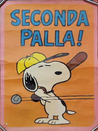 Set of Three Vintage Italian Peanuts Baseball Posters Featuring Snoopy.