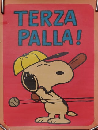 Set of Three Vintage Italian Peanuts Baseball Posters Featuring Snoopy.