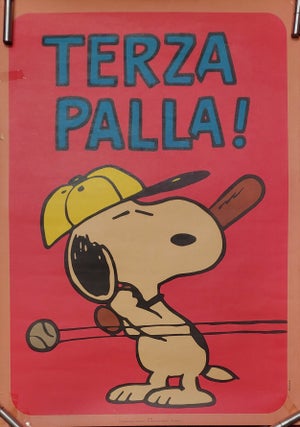 Set of Three Vintage Italian Peanuts Baseball Posters Featuring Snoopy.