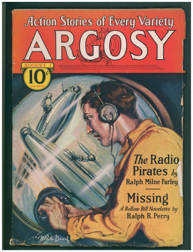 Item #37442 The Radio Pirates in Argosy August 1, 1931 to August 22, 1931. Ralph Milne Farley, Roger Sherman Hoar.
