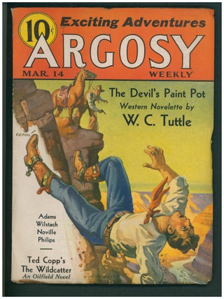 Item #38809 Death Rides the Wind Part II in Argosy March 14, 1936. Eustace L. Adams