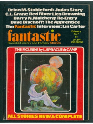 Item #39492 The Figurine in Fantastic February 1977. L. Sprague de Camp