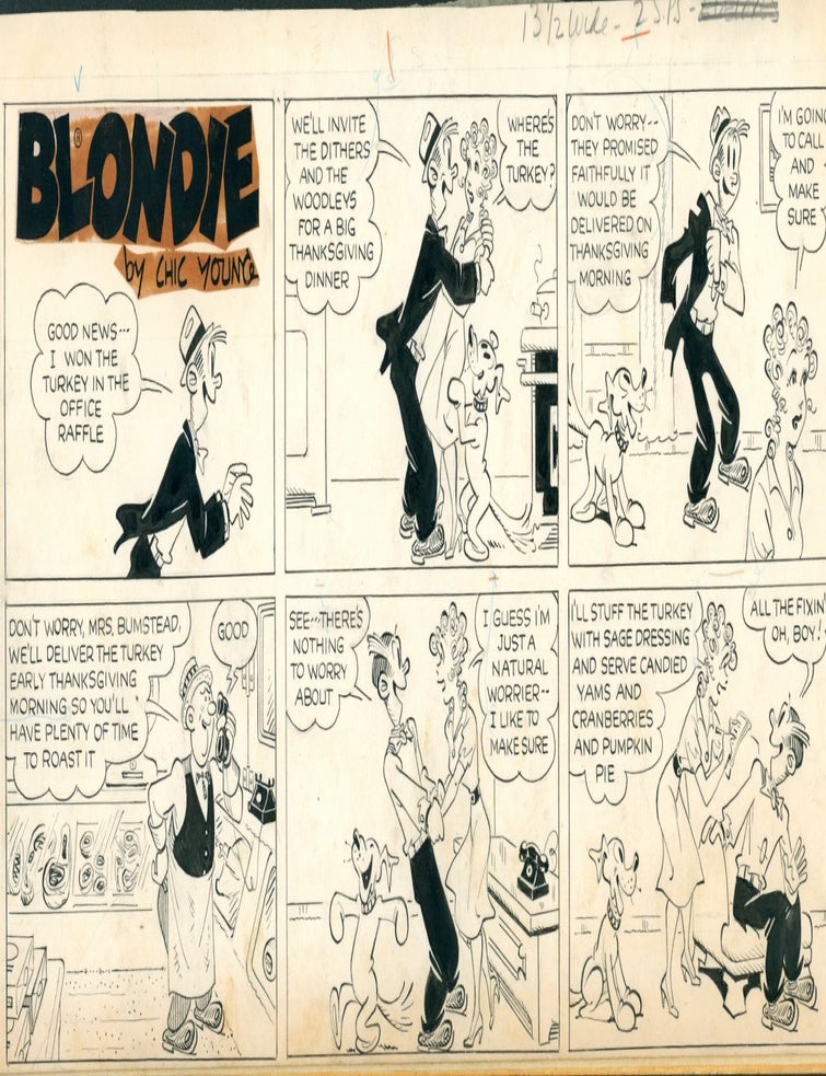 Item #39565 Jim Raymond as Chic Young Blondie Sunday Comic Strip Original Art Dated 11-19-1961. Chic Young, Jim Raymond.