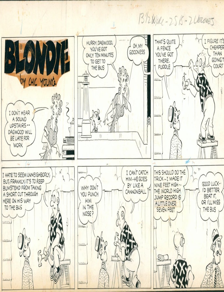 Item #39566 Jim Raymond as Chic Young Blondie Sunday Comic Strip Original Art Dated 8-13-1961. Chic Young, Jim Raymond.
