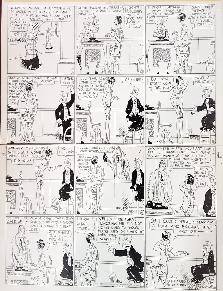 Item #39570 Russ Westover Tillie the Toiler Sunday Comic Strip Original Art Dated 3-17-1929. Russ Westover.