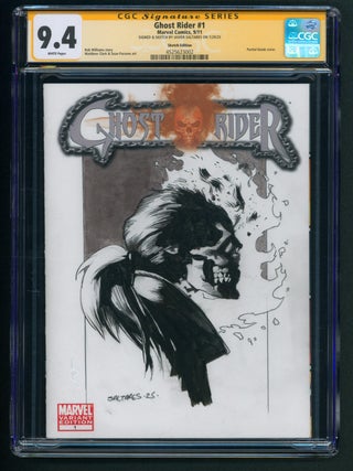 Ghost Rider #1 Blank Cover CGC Signature Series 9.4 Signed and with a Sketch by Javier Saltares. Rob Williams.