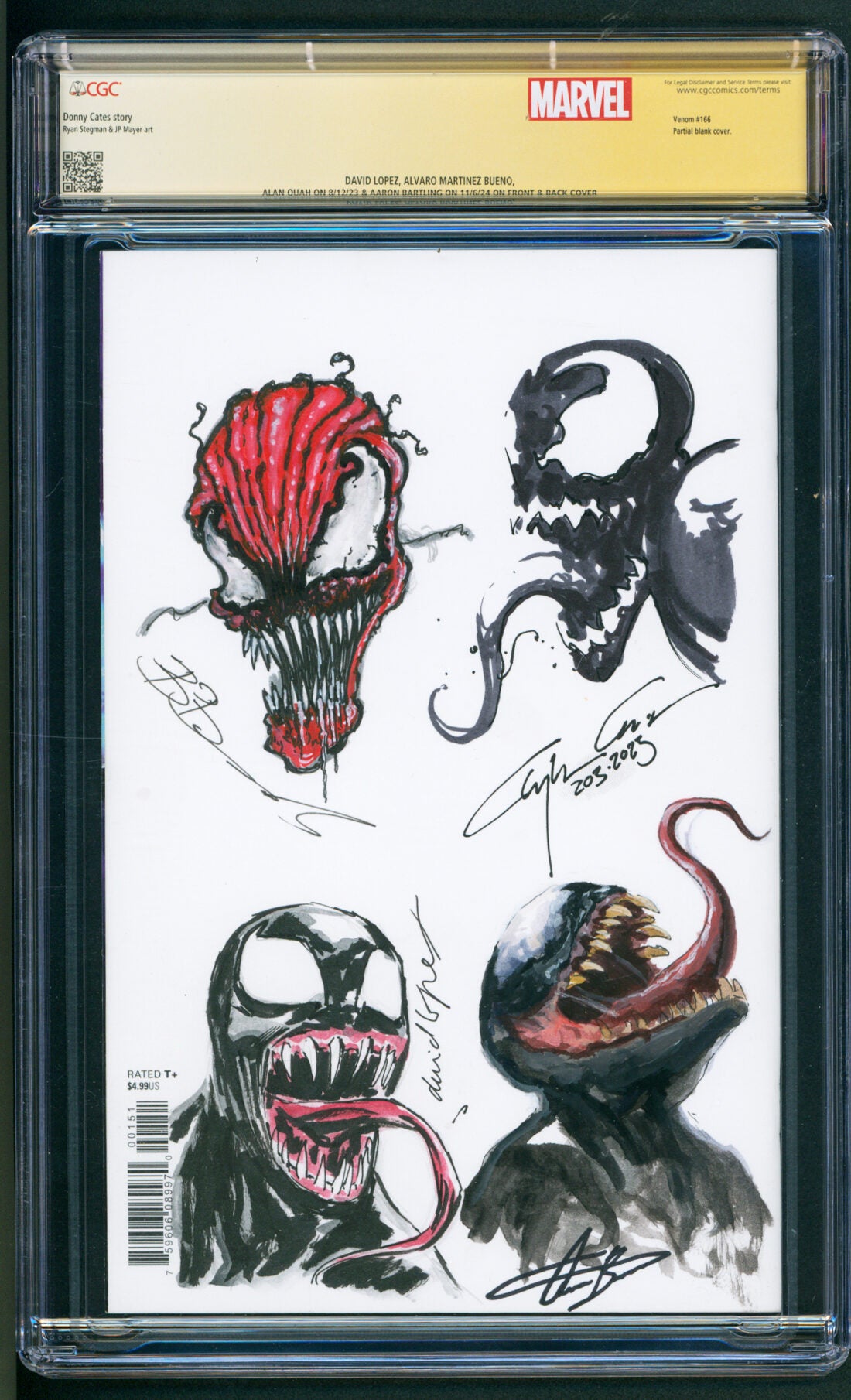 5 options: CGC Signature Series Infinity (3Color) Signed  PREORDER: All-New Venom Suspect Variants