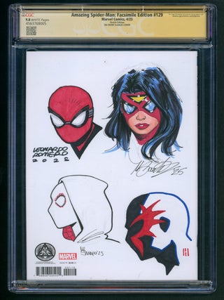 The Amazing Spider-Man: Facsimile Edition #129 Blank Variant CGC Signature Series 9.8 Signed and with Sketches by Gabriele Dell'Otto, Alan Quah, Giuseppe Camuncoli, etc.