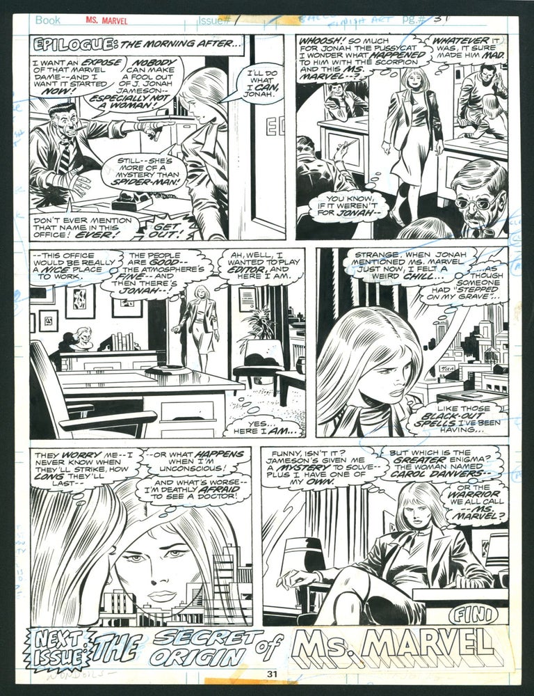 Item #40559 Ms. Marvel #1 page 31 Original Comic Art by John Buscema. John Buscema, Joe Sinnott.