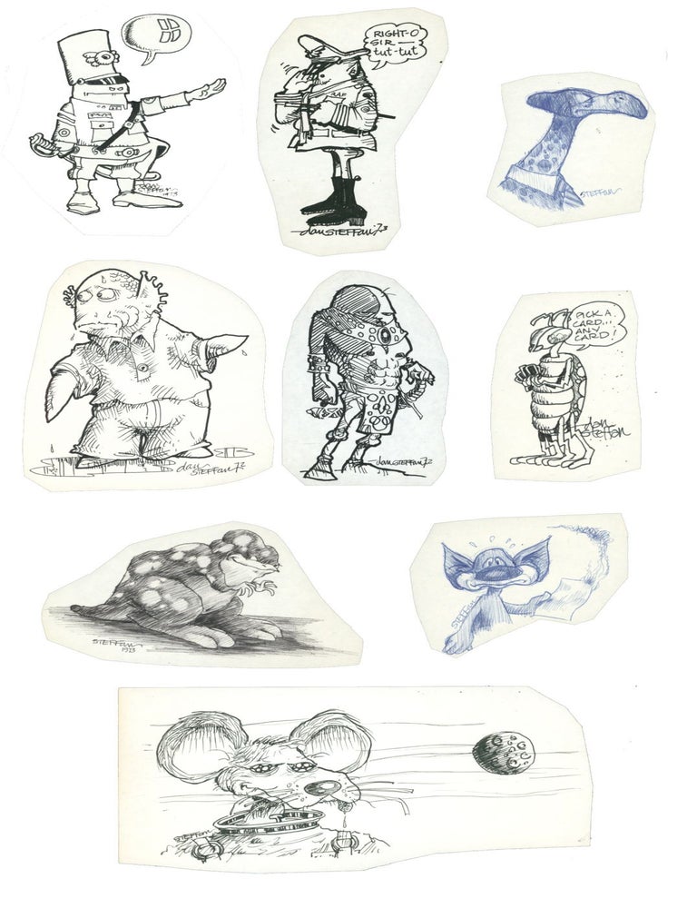 Item #40621 Nine Original Art Sketches from the Early 1970s. Dan Steffan.
