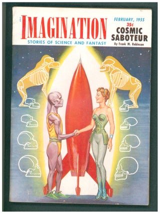 Item #40673 Cosmic Saboteur in Imagination February 1955. Frank M. Robinson