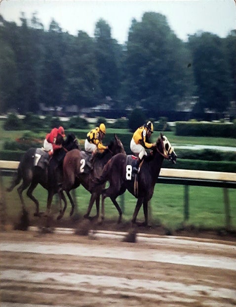 Item #40892 An Archive of Hundreds of Color Slides Featuring Famous Jockeys and Thorougbred Horses. Horse Racing.
