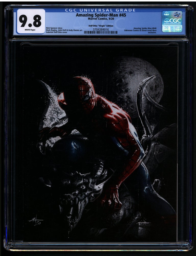 Item #41077 The Amazing Spider-Man #45 Unknown Comics and Street Level Hero Gabriele Dell'Otto Virgin Variant CGC 9.8. Nick Spencer, Mark Bagley.