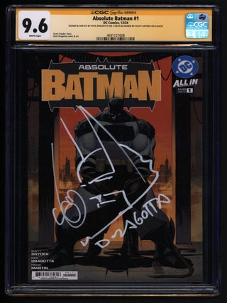 Item #41206 Absolute Batman #1 CGC 9.6 Signed by Scott Snyder and Signed and with a Sketch of...
