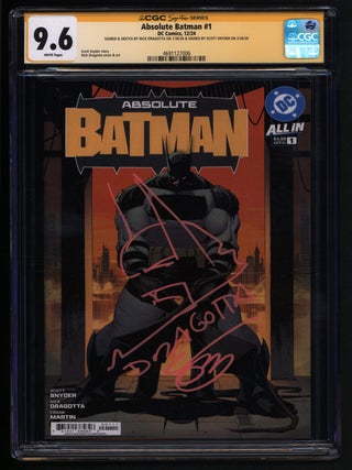 Item #41208 Absolute Batman #1 CGC 9.6 Signed by Scott Snyder and Signed and with a Sketch of...